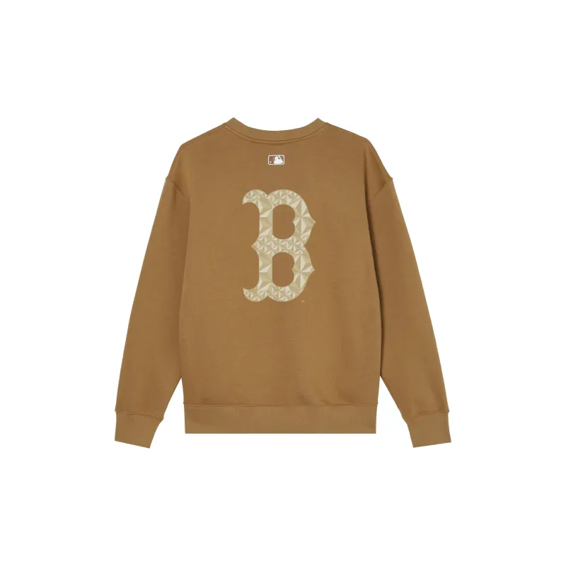 MLB Boston Red Sox MONOGRAM BIG LUX Sweatshirt Unisex Camel-1