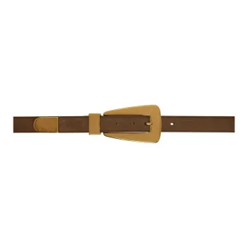 KHAITE Calfskin 18 Gold Brass Leather Belts Women's Brown Width: 3CM