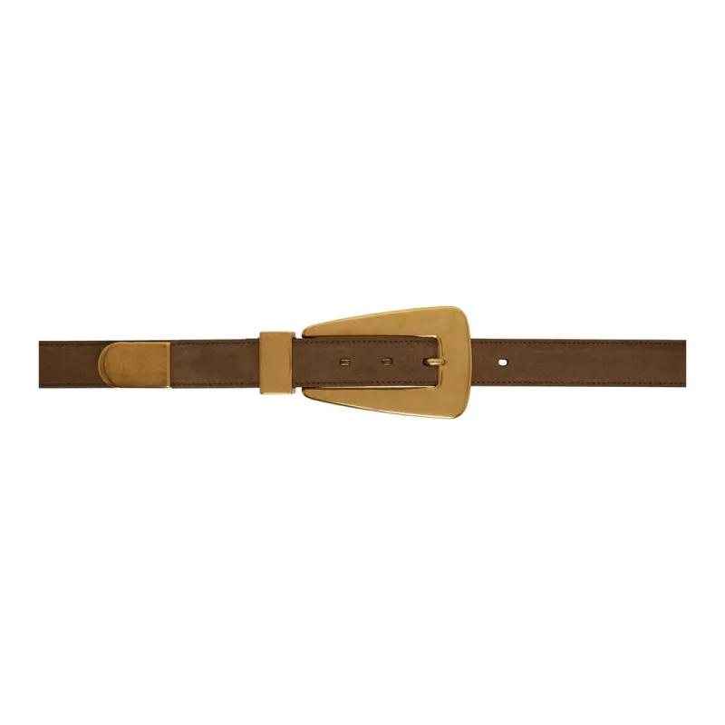 KHAITE Calfskin 18 Gold Brass Leather Belts Women's Brown Width: 3CM-0