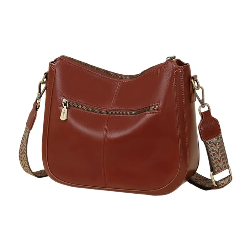 COMELY Cow Leather Patchwork Synthetic Leather Shoulder Bag Crossbody Bag Regular Women's Wine Coffee-9