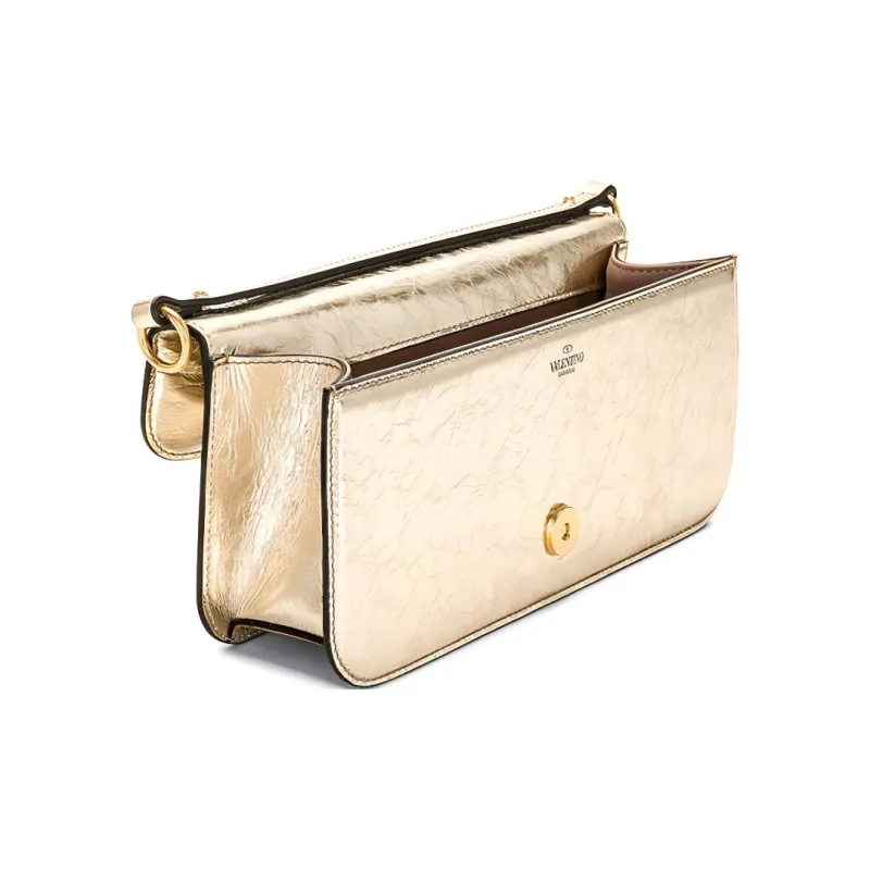 Valentino GARAVANILocò Leather Crossbody One Shoulder Handbags Women's Gold-4