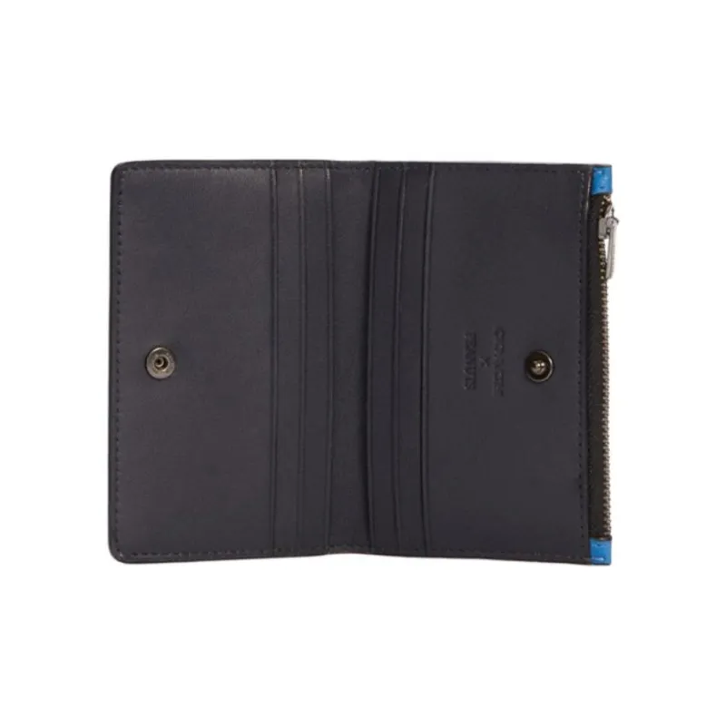 COACH X Peanuts Snoopy Collaboration Cow Leather Clutch Card Holder Card Holder Wallet Men's Blue-1