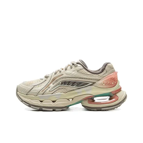 LiNing Furious Rider BOW Ice Cream Anti Slip And Wear Resistant Rebound Low Top Casual Shoes Women's Beige Red