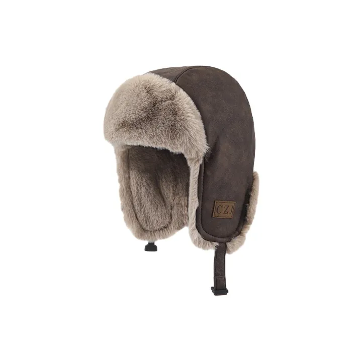 FREE RABBITⅡ PU Leather Warm Windproof Cold Resistant Cycling In Northeast Skiing Trapper Hats Unisex-2