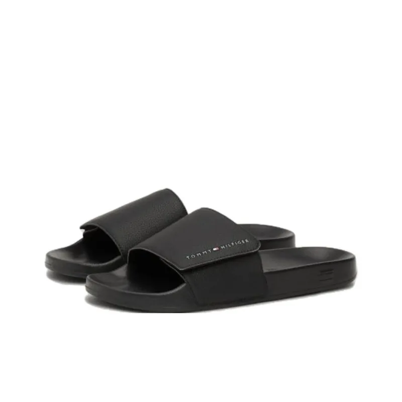 Tommy Hilfiger Abrasion Resistant Slide Slippers Men's Black-2