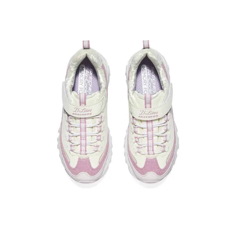 Skechers Girls Slip Resistant Cushioning Abrasion Resistant Thermal Kids Lifestyle Shoes White Lavender Teenagers-3