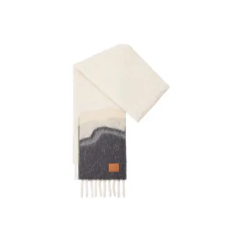 LOEWE Alpaca Polyamide Wool Polyester Knit Scarves Unisex Beige