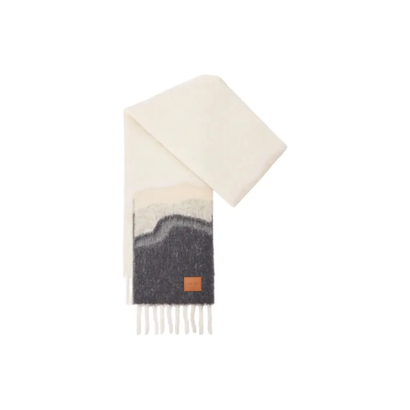 LOEWE Alpaca Polyamide Wool Polyester Knit Scarves Unisex Beige-0