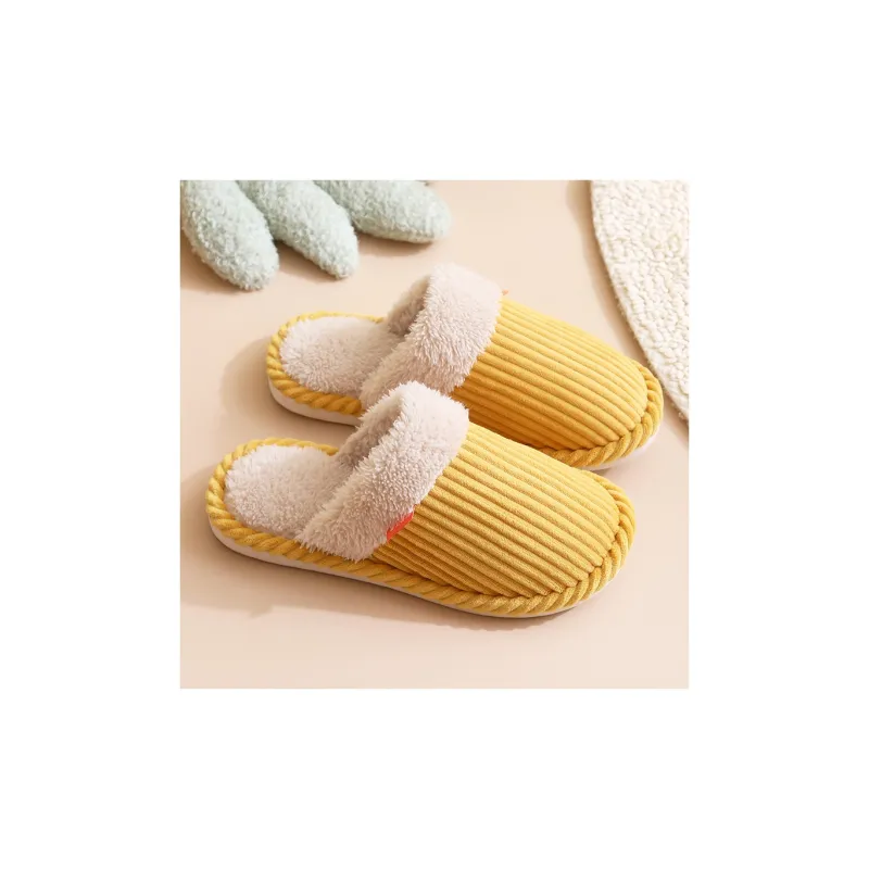 G.DUCKKIDS Corduroy Cotton Slippers For Home Indoor Men And Women's Warm For Fall And Winter Cotton Slipper-1