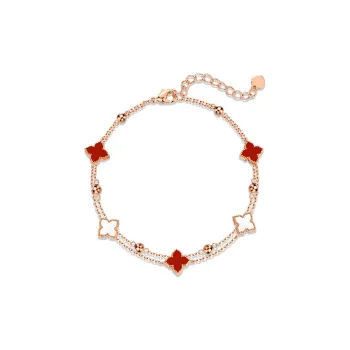 Trpopo Agate S925 Silver Bracelet, Rose Gold, Adjustable Women's