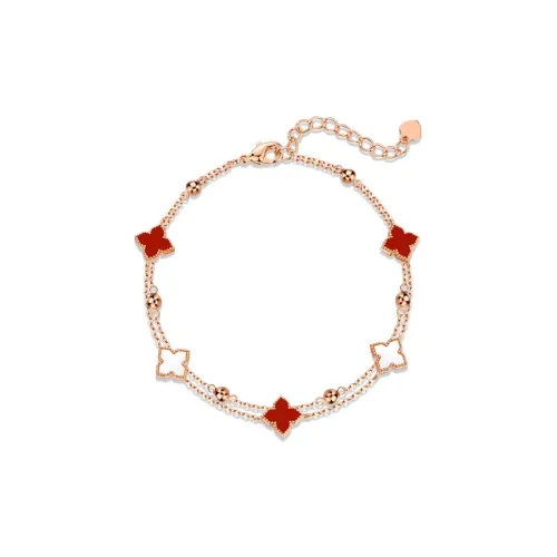 Trpopo Agate S925 Silver Bracelet, Rose Gold, Adjustable Women's