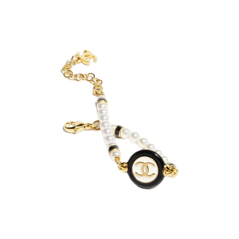 CHANEL Metal Artificial Pearl Bracelets Women's White-1