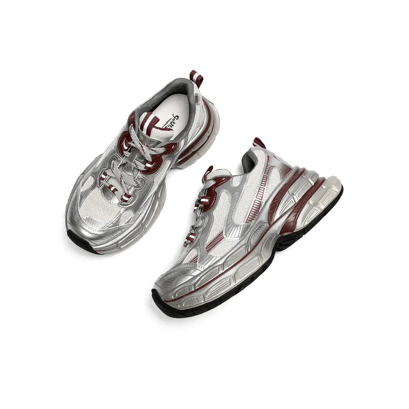 GOLDLION Low Top Chunky Sneakers Women's Burgundy-3