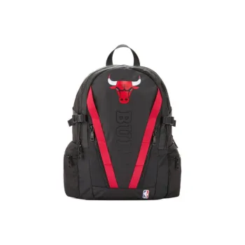 NBA Bulls Matte Finish Material Backpack Unisex Black & Red