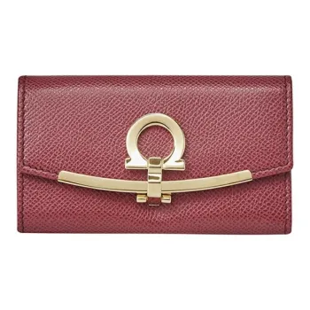 FERRAGAMO GANCINI Calfskin Key Pouch Women's Red