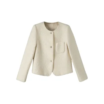 Late White Cropped Coat Women's Ecru