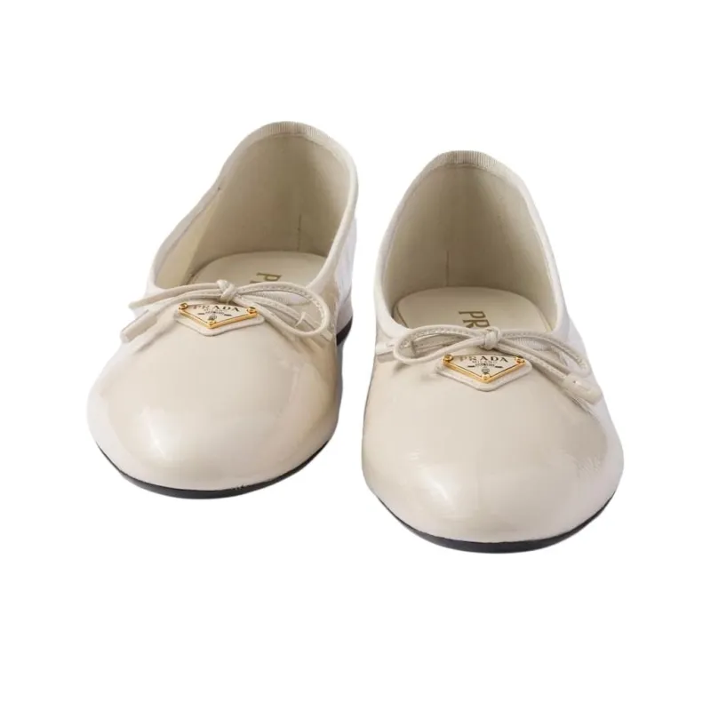 PRADA Patent Casual Single Shoes Women's Beige-4