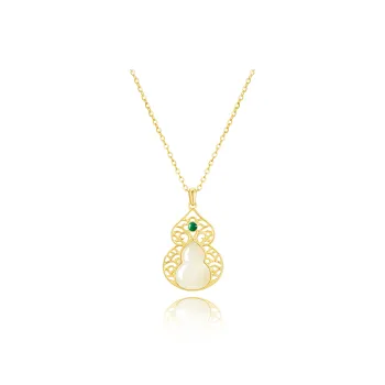 ZSY Hetian Jade Girl Necklace, Good Luck Pale Greenish White Jade Women's