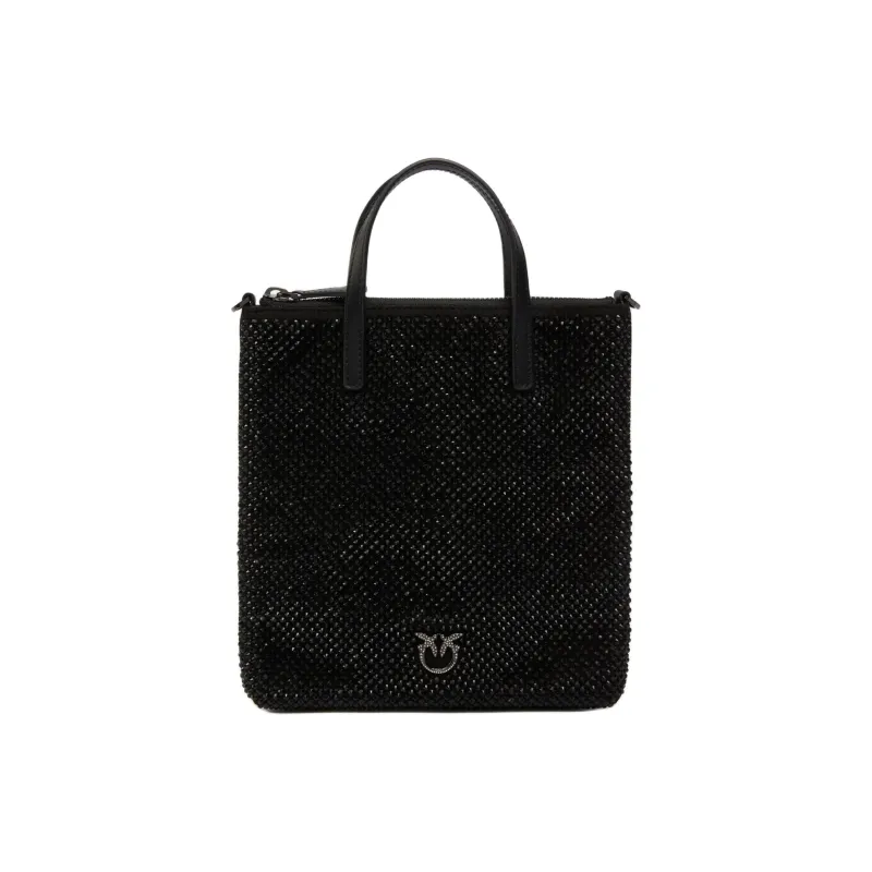 PINKO Nylon Tote Bag, Shopping Bag, Shoulder Bag, Crossbody Bag, Handbag Trumpets Women's Black-0
