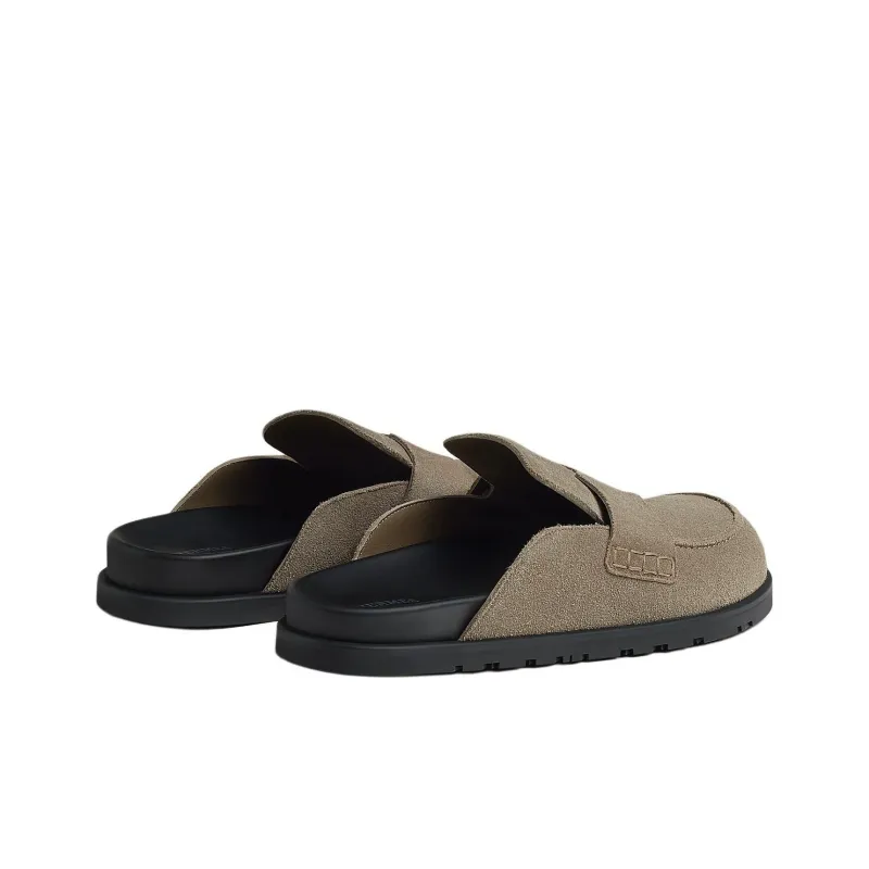 HERMES Go Wrap toe Slippers Men's Gray-3