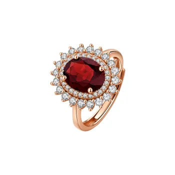 ME LUXE Garnet Vintage Inspired Elegance Fashion Versatile Niche Design Elegant Good Luck Ring Women's