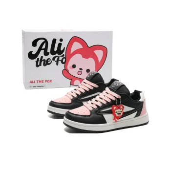 ALI THE FOX Anti Slip Wear Resistant Lightweight Breathable Low Top Skateboard Shoes Unisex Black Pink Box Included