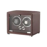 High-Quality Leather 2 Watch Slot-Crazy Horse Brown-Five Settings with Automatic Shut-off Battery Compartment