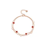 Four-Leaf Clover Red Agate Bracelet