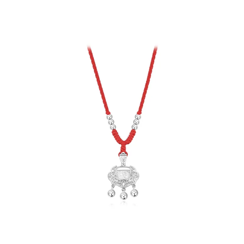 CANHUI S999 Fine Silver Peace Lock Necklace Unisex-3