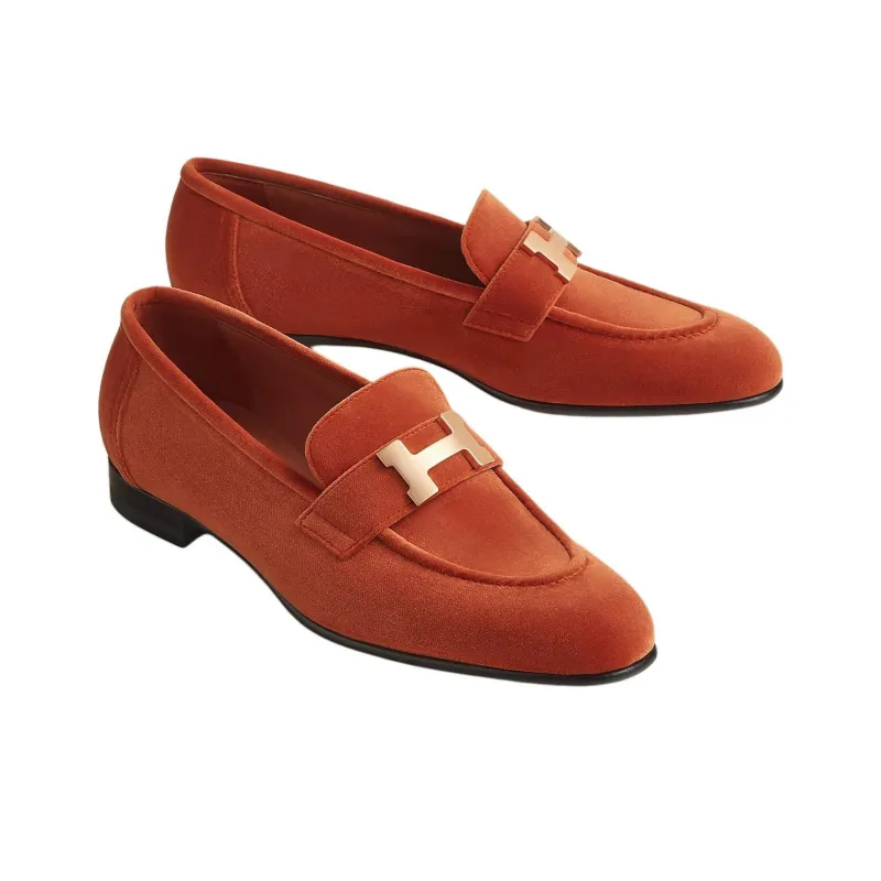 HERMES Paris Loafers Women's Orange-2
