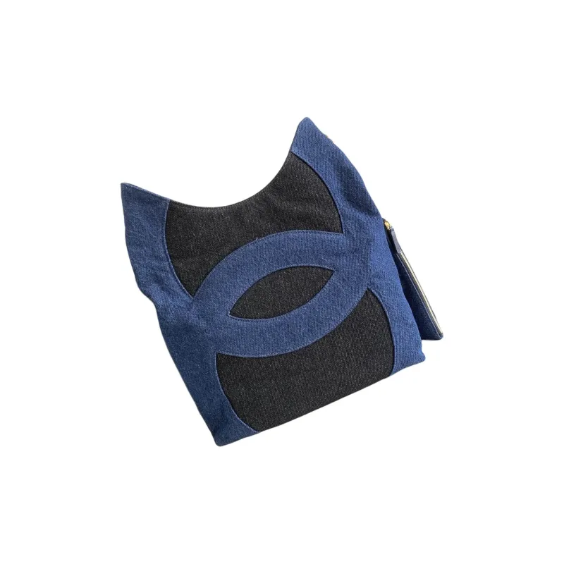 CHANEL Denim Hobo Bag, Handbag, Shoulder Bag Women's Blue & Black-2