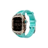 Textured Rose Gold Protective Case-Cyan Strap