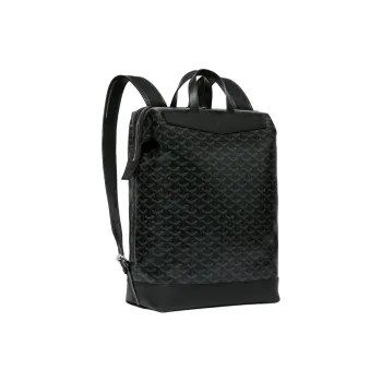 GOYARD Cisalpin Canvas With Calfskin Backpack Unisex Pitch Black