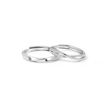 WANLIACC S999 Fine Silver Mobius Couple Rings Unisex