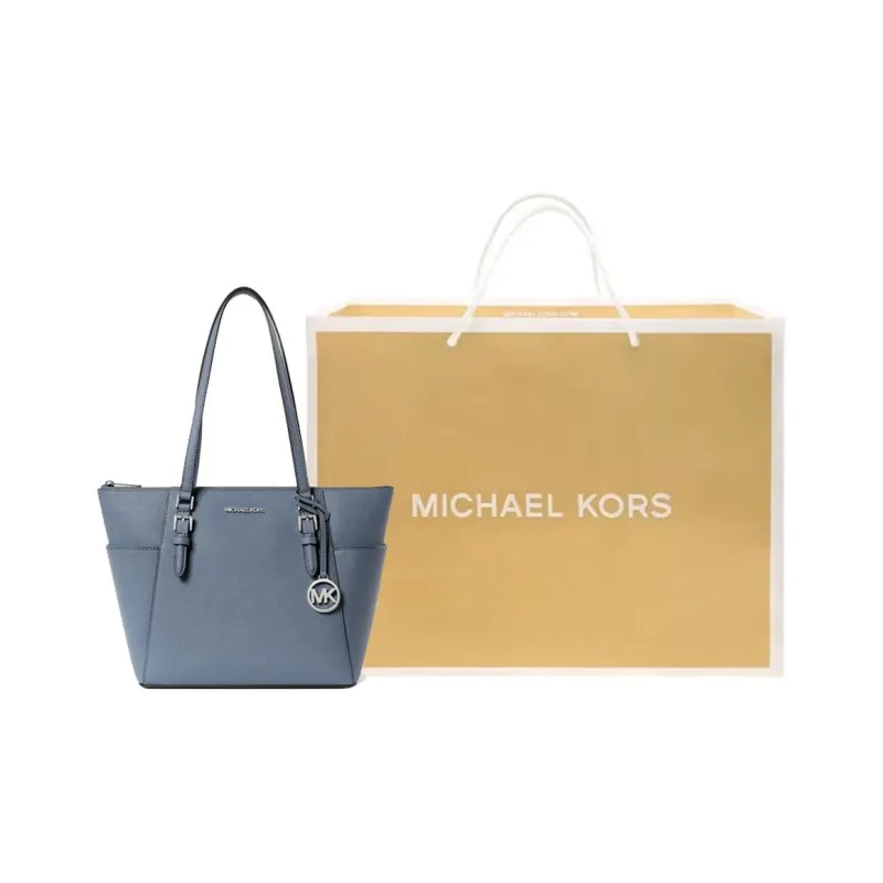 MICHAEL KORS Charlotte Artificial Leather Tote Bag Shoulder Bag Large Size Women's Blue-5
