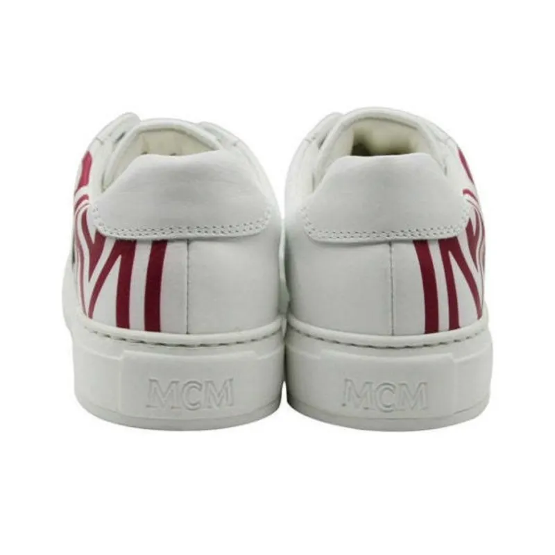 MCM Logo Low Top Skateboard Shoes Women's White-4