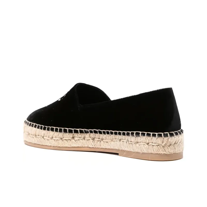 PALM ANGELS Logo-embroidered Velvet Espadrilles-3