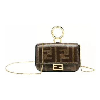FENDI Baguette Glaze Canvas With Leather Coin Purse Baguette Bag Crossbody Bag Shoulder Bag Extra Mini Women's Brown