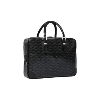 GOYARD Ambassade Canvas With Cervon Calfskin Handbags Briefcases Medium Size Unisex Raven