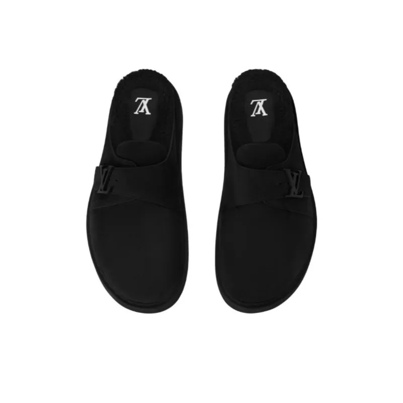 LOUIS VUITTON Easy Slip Resistant Closed Toe Slippers Men's Black-3