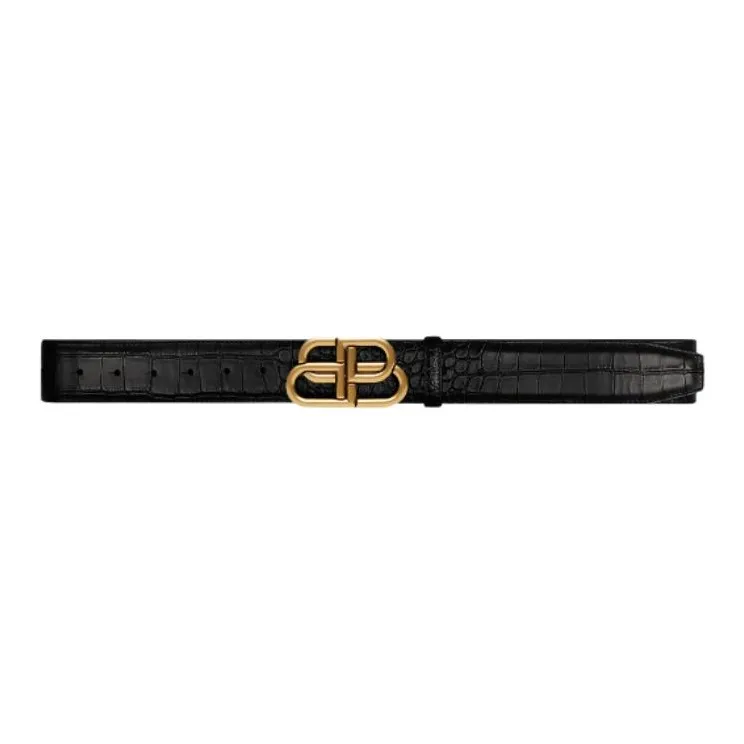 Balenciaga - Leather Belts Men's Black Width: 3.8cm-0