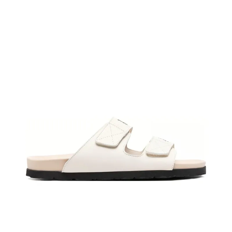 PALM ANGELS Logo Print Sandals Off White Leather-1