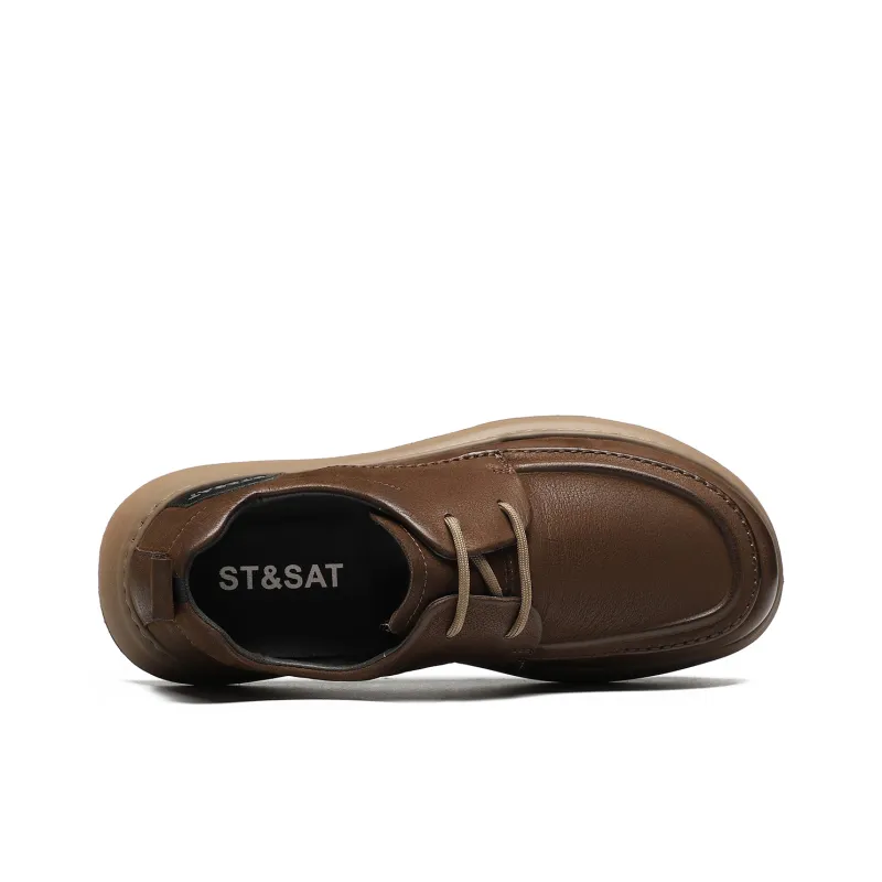 ST&SAT Lace Up Casual Shoes Flat Men's Shoes Men's Black/Brown-9