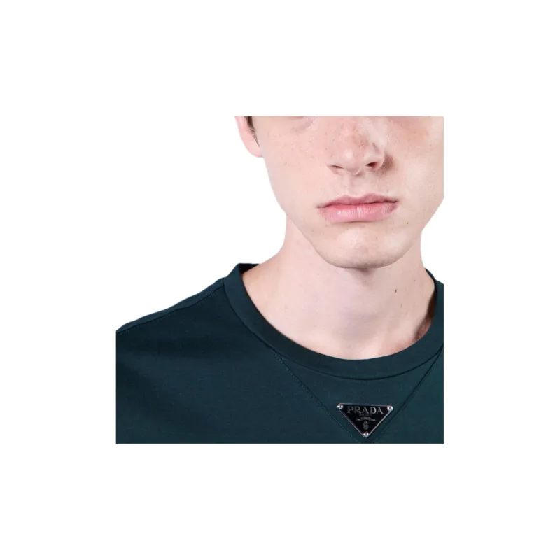 PRADA Triangle Logo Cotton T-shirt-3