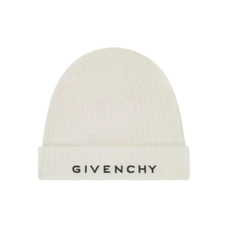 GIVENCHY Wool Cashmere Knitted Fabric Beanies Men's White-1