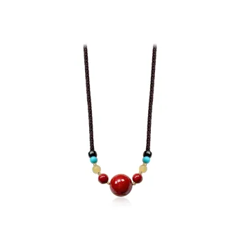 CANHUI Cinnabar Fortune Bead Necklace Women's