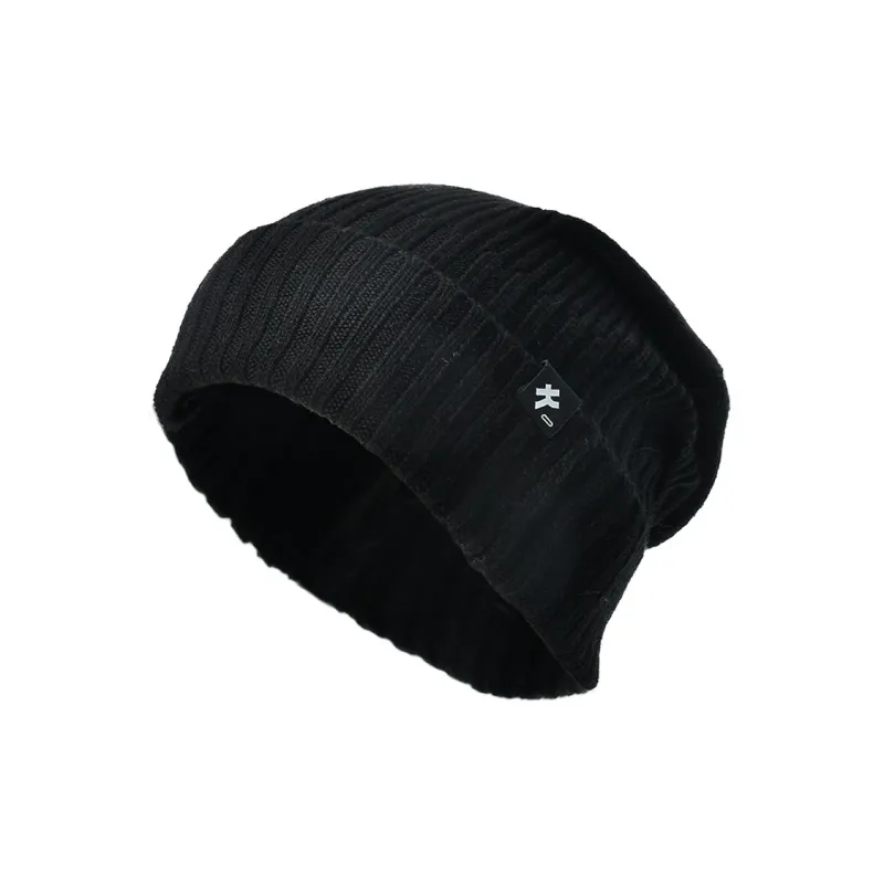 KENMONT Merino Wool Yarn Beanies Unisex Black Gray Color-2