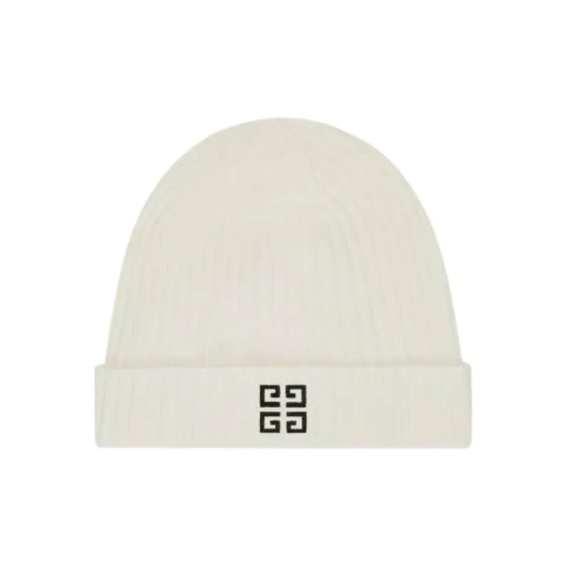 GIVENCHY Wool Cashmere Knitted Fabric Beanies Men's White-0