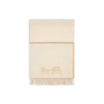 COACH Wool Knit Scarves Unisex Beige
