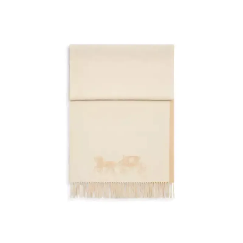 COACH Wool Knit Scarves Unisex Beige-0